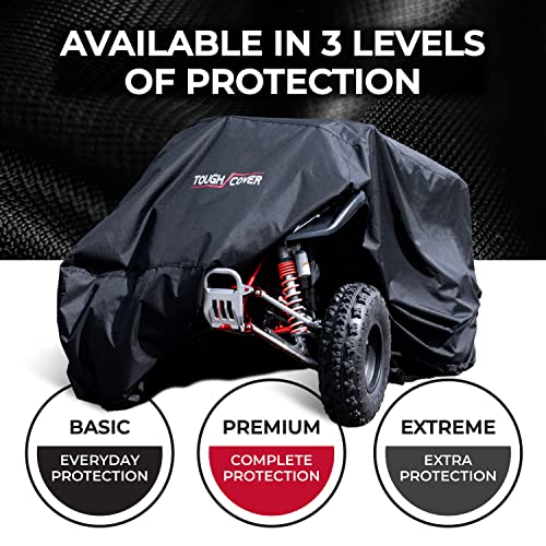 Tough Cover Basic Edition ATV Cover, Heavy Duty 210D Marine Grade Fabric, Quad Cover for Kawasaki, Honda, Polaris, Yamaha, and More. Protection Against Water, Wind, UV. 4 Wheeler Accessories (Black)
