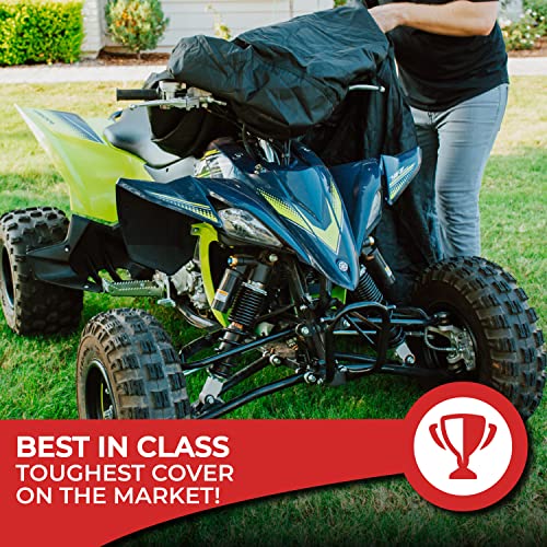 Tough Cover Basic Edition ATV Cover, Heavy Duty 210D Marine Grade Fabric, Quad Cover for Kawasaki, Honda, Polaris, Yamaha, and More. Protection Against Water, Wind, UV. 4 Wheeler Accessories (Black)