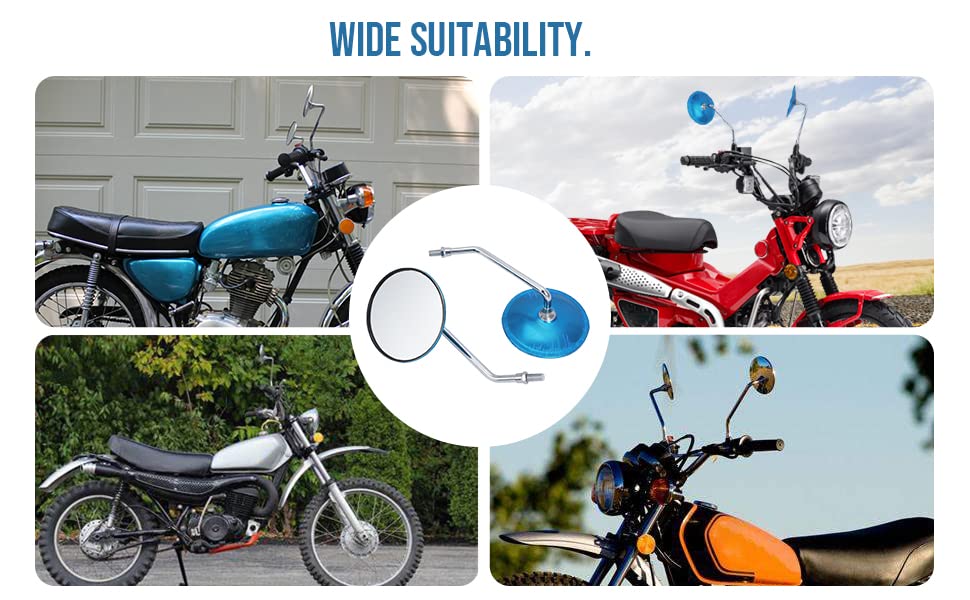 Motoparty Motorcycle Mirrors,Rear View Mirror, M10×1.25, for Honda CB125S CT70 MT125 MT250 XL100 XL125 XL175 XL70 CT125 SL100 SL125 CB CT MT XL SL