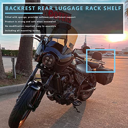 Worldmotop Motorcycle Sissy Bar Backrest Rear Passenger Seat for Honda Rebel CMX1100 CMX 1100 2021 2022 Detachable Backrest (for CMX1100-A)