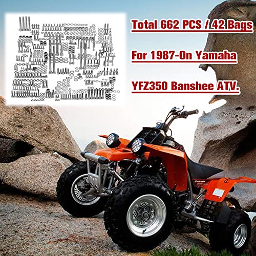 PTNHZ 304 Stainless Steel 662 Piece Polished Bolt Screw Kit Fastener Nut Gasket Washer Set Compatible For YAMAHA YFZ350 YFZ 350 Banshee ATV