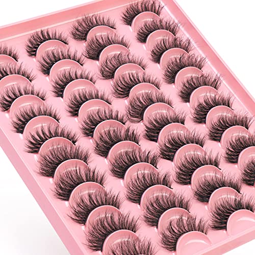 Eyelashes, MAGEFY 20 Pairs 4 Styles Lashes Faux Mink Lashes Pack Fluffy False Eyelashes 3D Fake Eyelashes