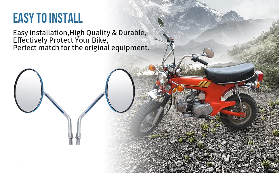 Motoparty Motorcycle Mirrors,Rear View Mirror, M10×1.25, for Honda CB125S CT70 MT125 MT250 XL100 XL125 XL175 XL70 CT125 SL100 SL125 CB CT MT XL SL