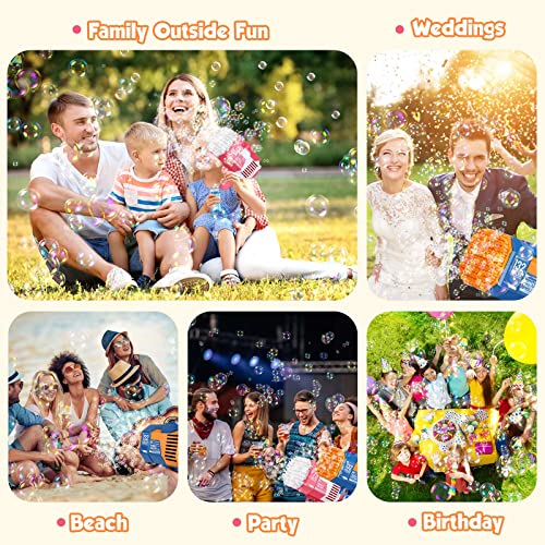 Upgraded Bubble Machine Gun with 10 Bottles Bubble Refill Solution, 73 0r 132 Holes Bubble Blower with Light,Bubble Maker Toys for Kids Adults Outdoor Indoor Birthday Wedding Party Activity (Blue )