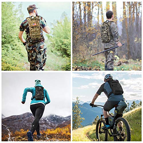NOOLA Hydration Backpack with 3L TPU Water Bladder, Tactical Molle Water Backpack for Men Women, Hydration Pack for Hiking, Biking, Running and Climbing (Black camo)