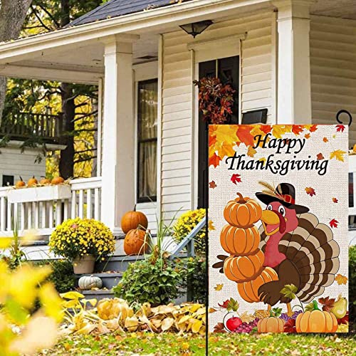 2Pcs Halloween Fall Thanksgiving Garden Flag, Trick or Treat Halloween Yard Flags Pumpkins Cat Turkey Harvest Fall Decorations for Home Yard Indoor Outdoor 12 x 18 Inch Double Sided