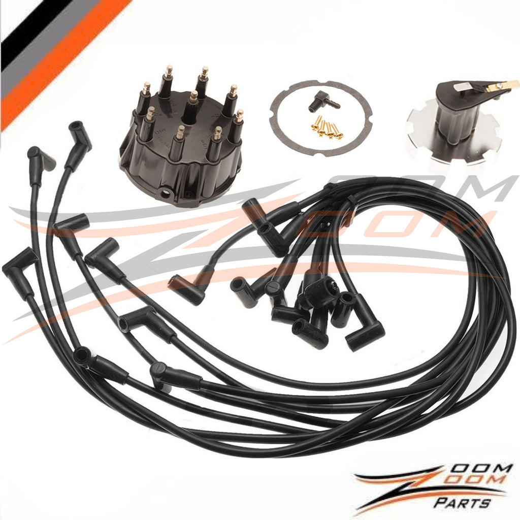 Distributor Cap Rotor Spark plug Wire Set For Mercruiser V8 5.0, 5.7, 6.2,  7.4, 8.2 Thunderbolt ignition