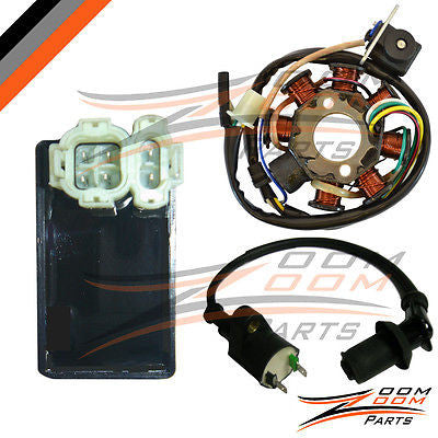 GY6 50 Pole Magneto Stator Coil Ignition Coil CDI Box 50cc Stock ATV