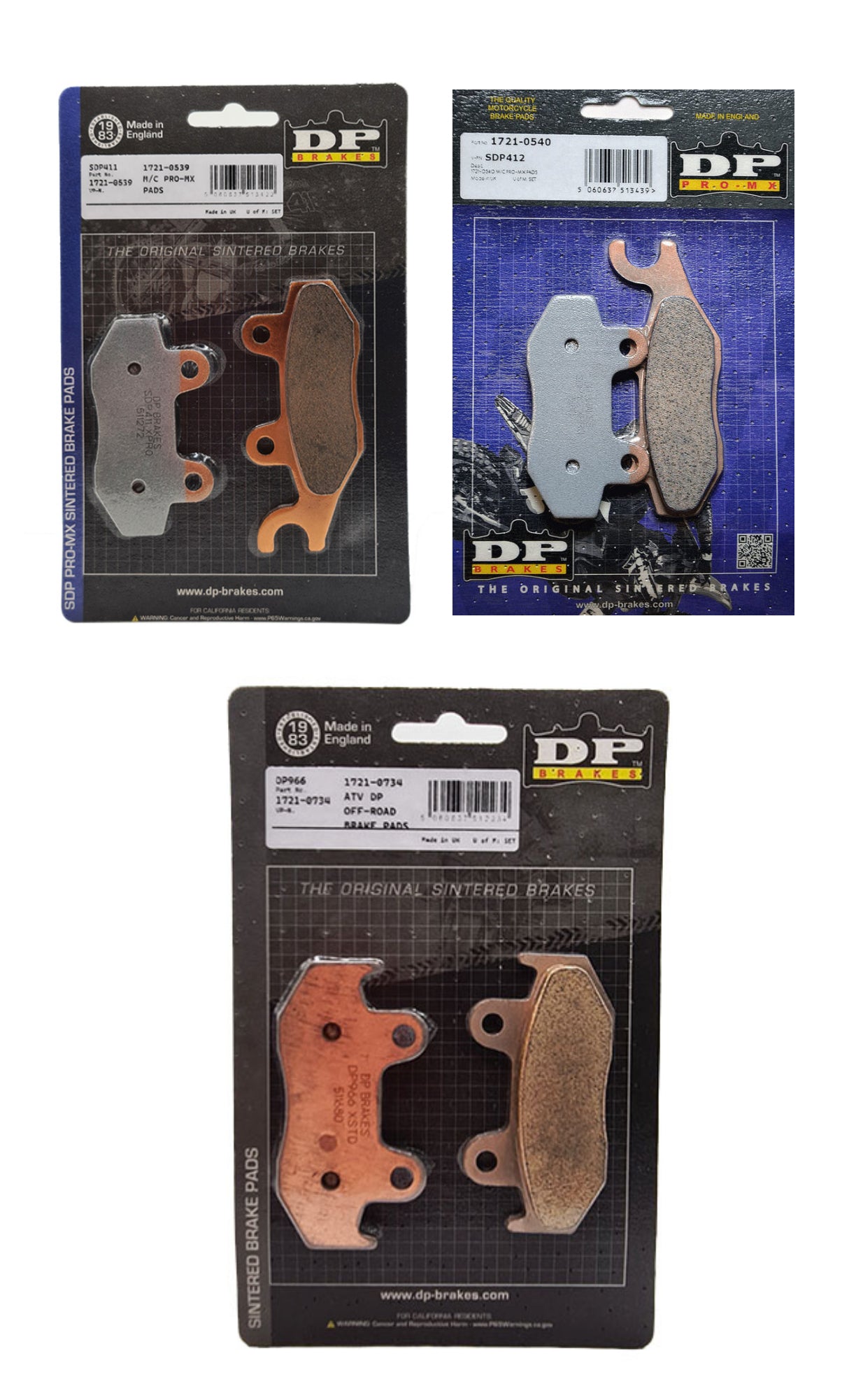 DP Pads Front & Rear set For 2009-2025 Yamaha YFZ450R SDP411 SDP412 DP966 COMBO