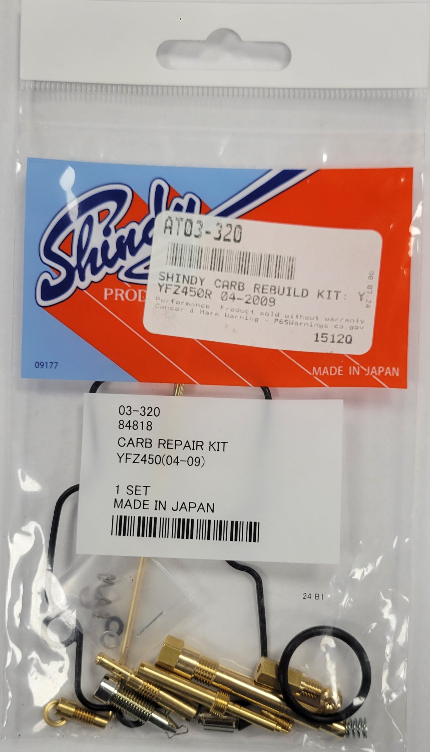 Shindy Carburetor Rebuild Kit 03-320 2004-2009 Yamaha YFZ450