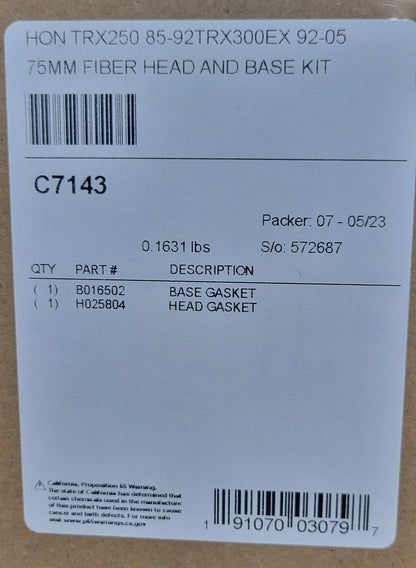 C7143 Cometic Gasket Top End Gasket Kit - 75mm Bore - 1993-2008 HONDA TRX300EX / 1987-1992 HONDA TRX250X