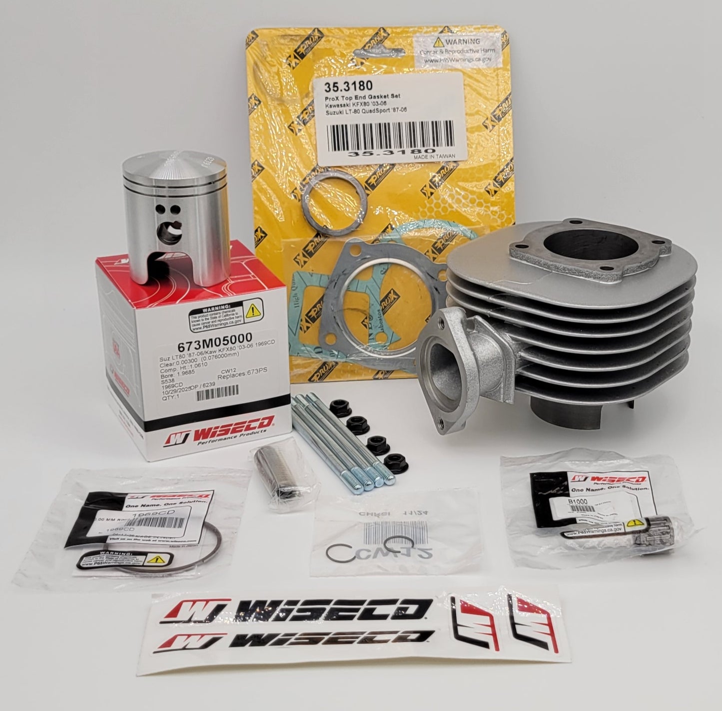 50mm WISECO PISTON CYLINDER KIT FOR 1987-2006 SUZUKI LT80 / 2003-2006 KAWASAKI KFX80