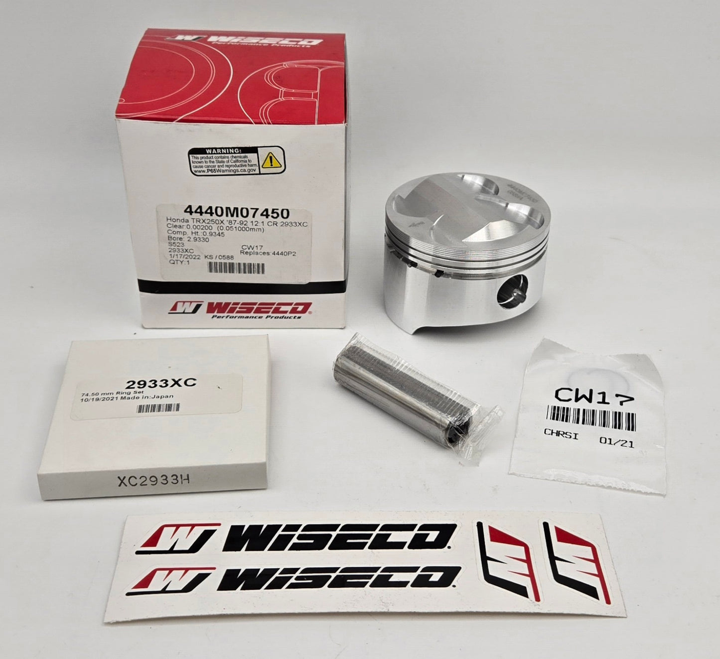 OEM BLOCK 74.5mm 12:1 WISECO PISTON 249.78cc COMETIC GASKET BIG BORE CYLINDER KIT FOR 1987-1992 HONDA TRX250X