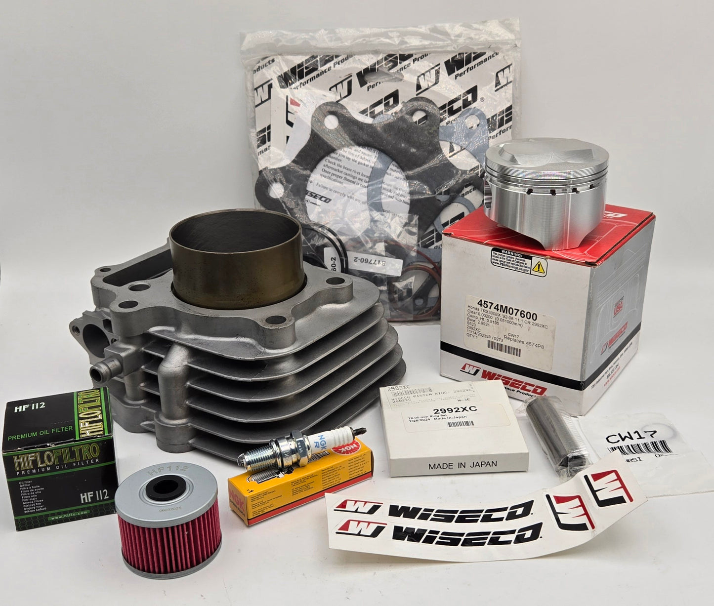 OEM BLOCK 76mm 11:1 WISECO PISTON 297cc WISECO GASKET BIG BORE CYLINDER KIT FOR 1993-2008 HONDA TRX300EX