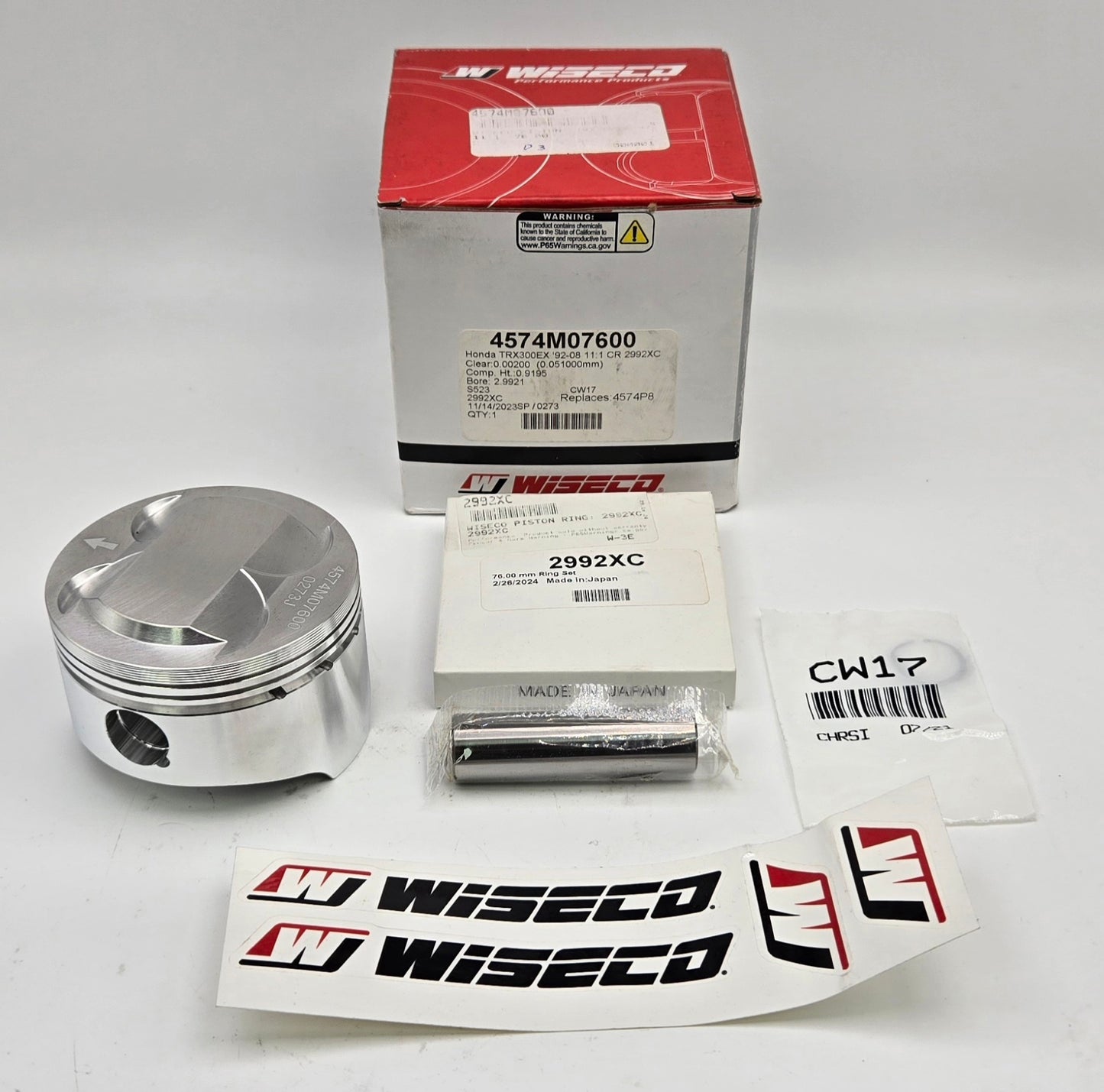 OEM BLOCK 76mm 11:1 WISECO PISTON 297cc WISECO GASKET BIG BORE CYLINDER KIT FOR 1993-2008 HONDA TRX300EX
