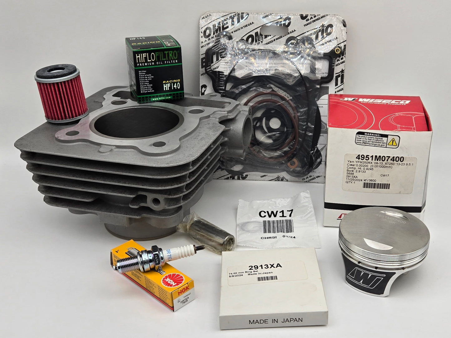 74mm STOCK BORE WISECO 9.5:1 OEM STEEL SLEEVED CYLINDER KIT & COMETIC GASKET FOR 2008-2013 YAMAHA RAPTOR 250 (A)