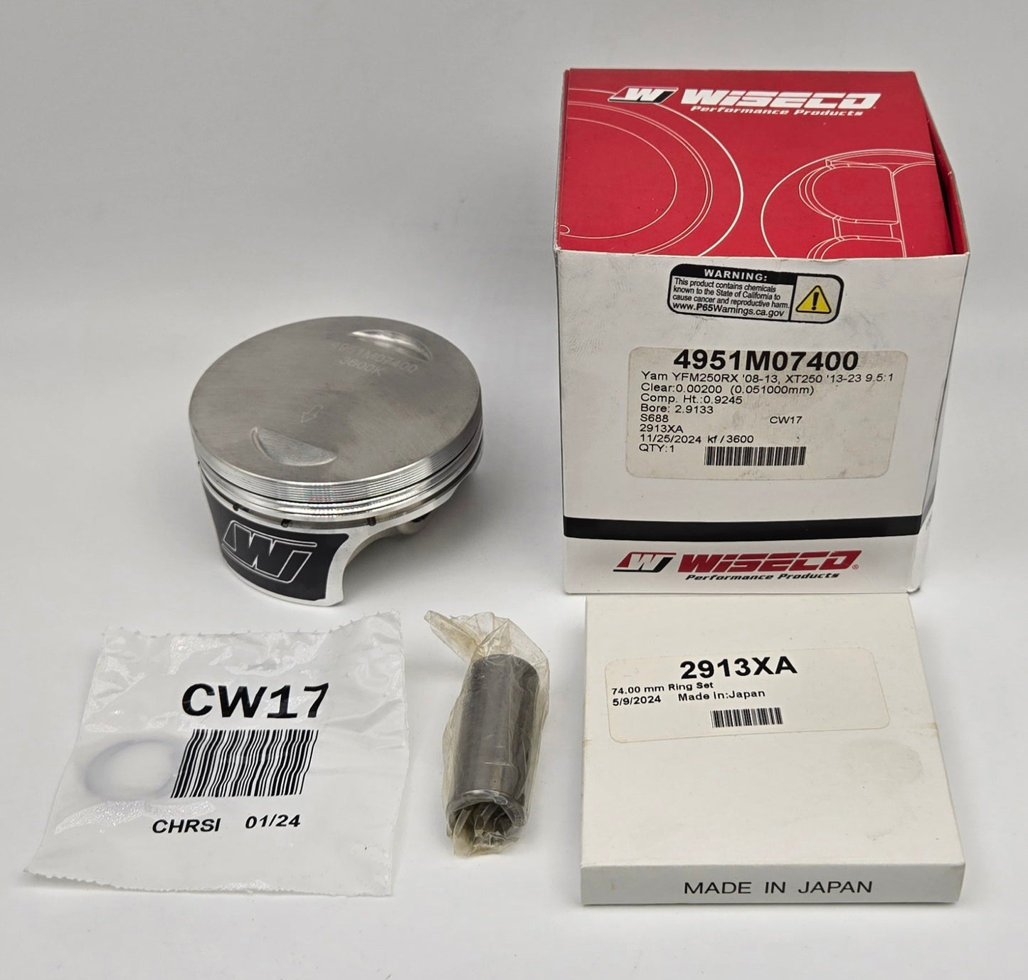 74mm STOCK BORE WISECO 9.5:1 OEM STEEL SLEEVED CYLINDER KIT & COMETIC GASKET FOR 2008-2013 YAMAHA RAPTOR 250 (A)