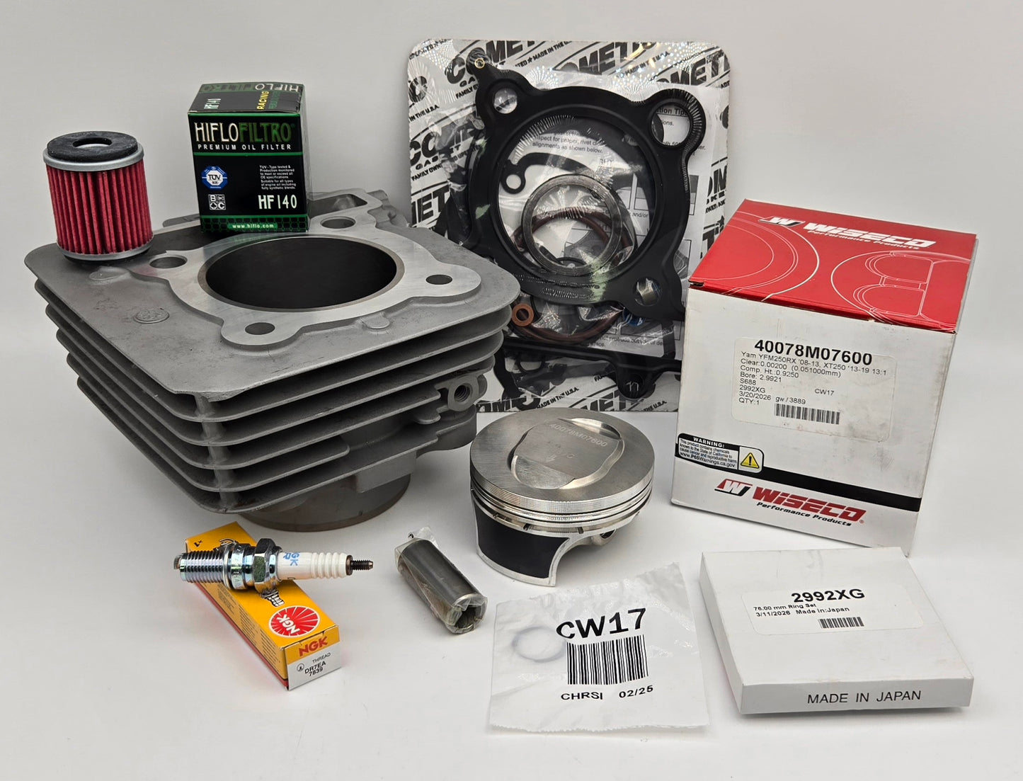 76mm BIG BORE WISECO 13:1 OEM STEEL SLEEVED CYLINDER KIT & COMETIC GASKET FOR 2008-2013 YAMAHA RAPTOR 250 (A)