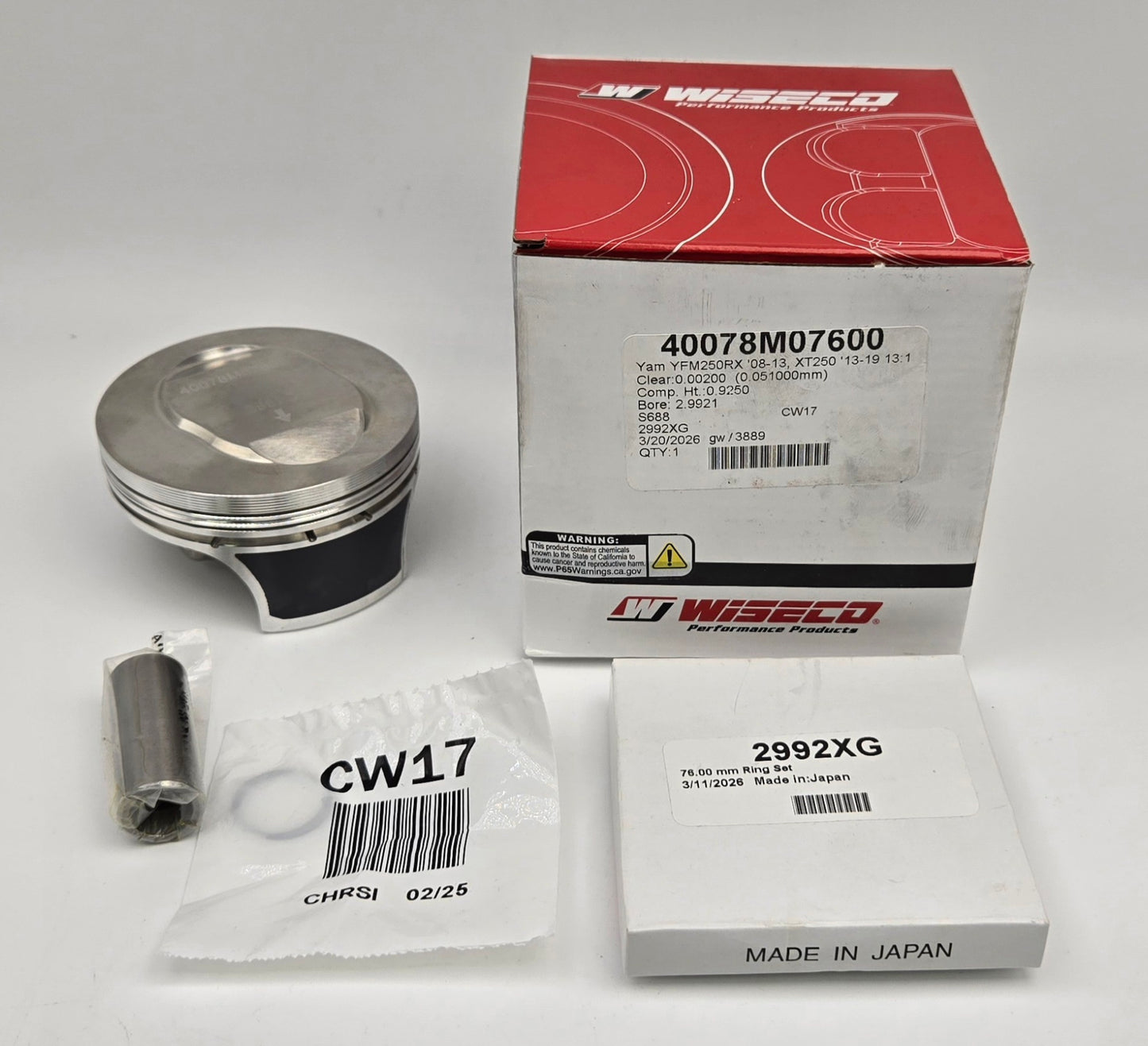 76mm BIG BORE WISECO 13:1 OEM STEEL SLEEVED CYLINDER KIT & COMETIC GASKET FOR 2008-2013 YAMAHA RAPTOR 250 (A)