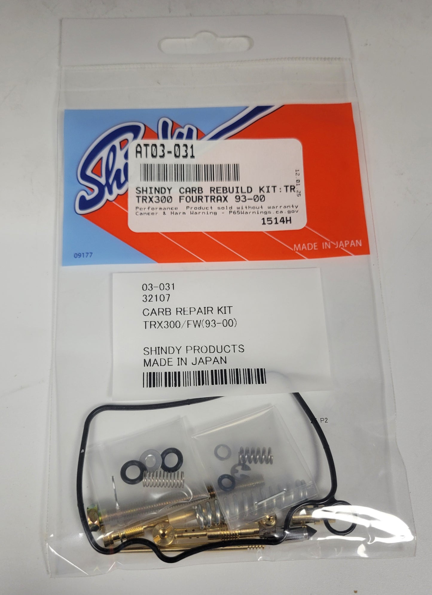 SHINDY CARBURETOR REBUILD KIT 03-031 1993 - 2000 HONDA TRX 300FW TRX300 FOURTRAX 2x4 4x4 UTILITY ATV QUAD