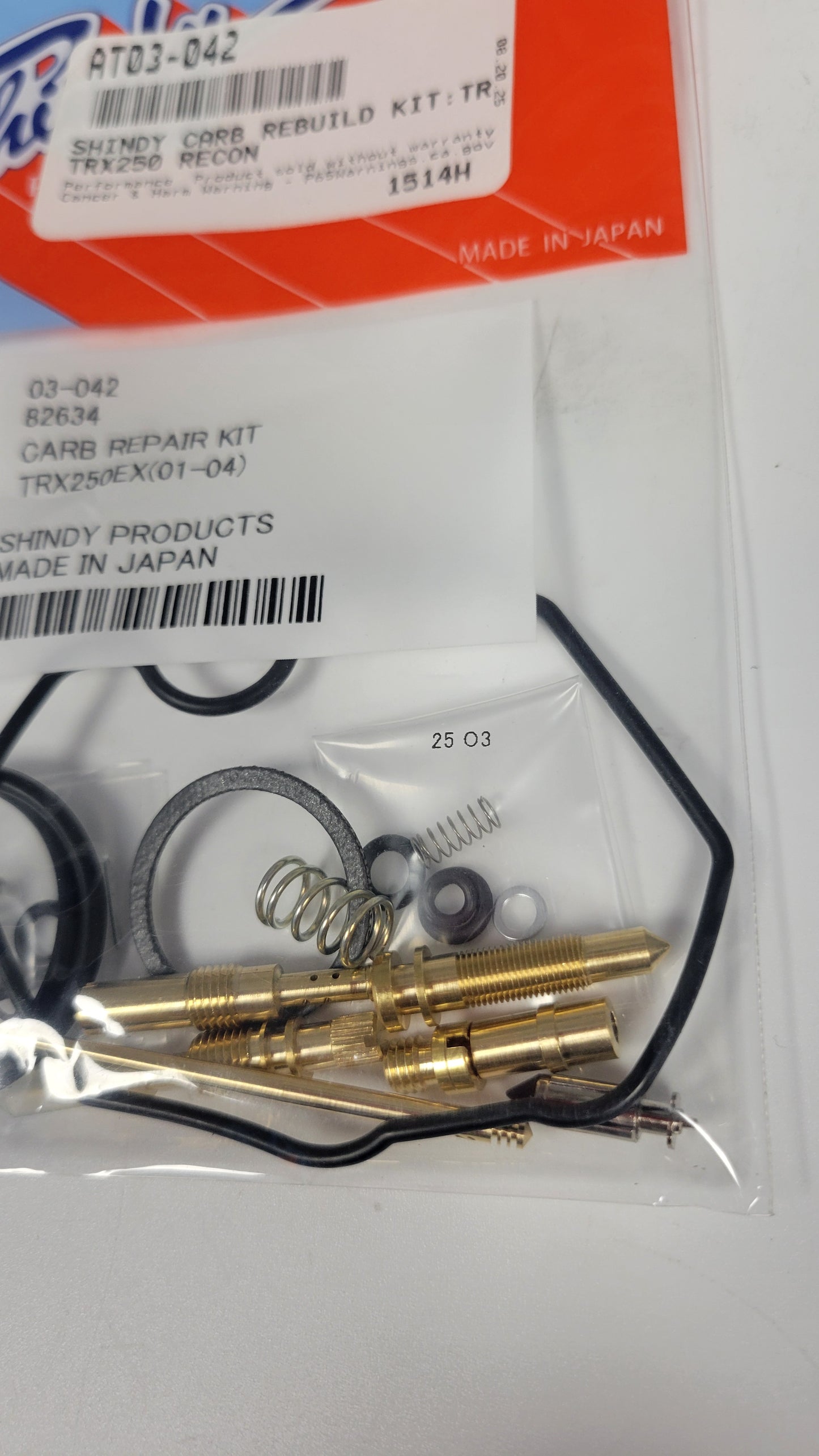 SHINDY CARBURETOR REBUILD KIT 03-042 2001 - 2005 HONDA TRX 250EX TRX250EX SPORTRAX ATV QUAD
