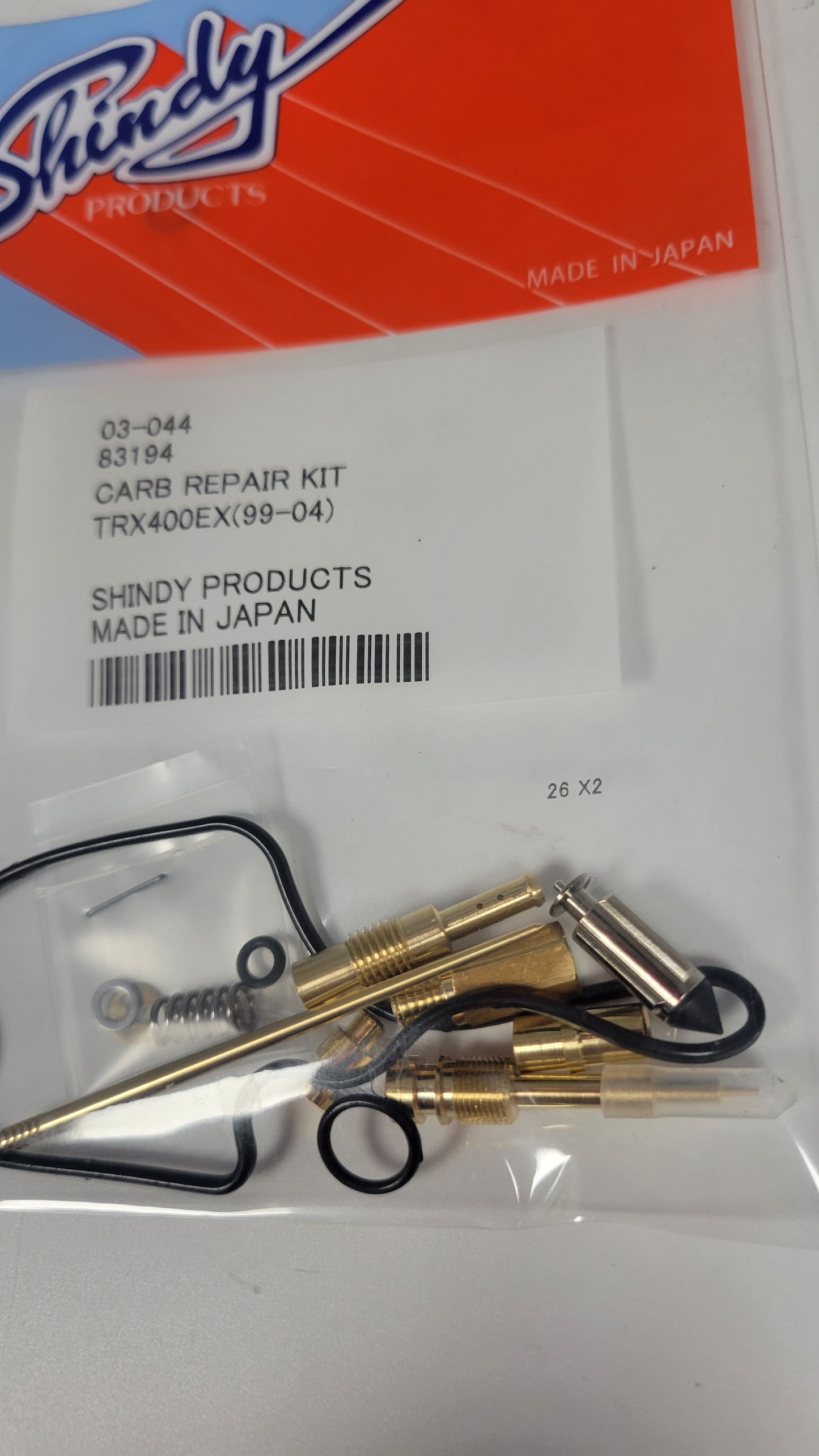 SHINDY CARBURETOR REBUILD KIT 03-044 1999 2000 HONDA TRX 400EX TRX400EX FOURTRAX ATV QUAD