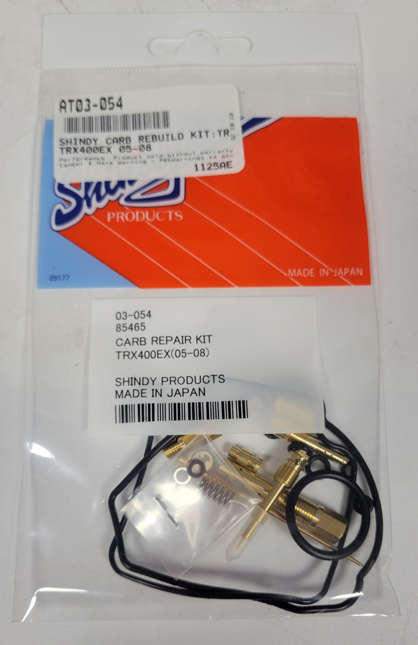 SHINDY CARBURETOR REBUILD KIT 03-054 2005 2006 2007 2008 HONDA TRX 400EX TRX400EX SPORTRAX ATV QUAD