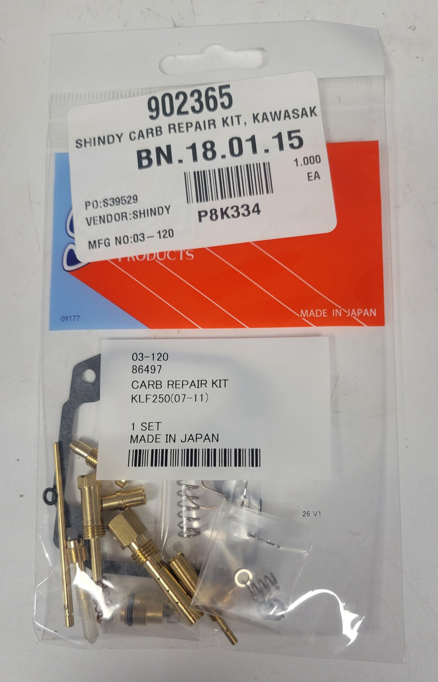 SHINDY CARBURETOR REBUILD KIT 03-120 2007 - 2011 KAWASAKI KLF250 KLF 250 BAYOU  UTILITY ATV QUAD