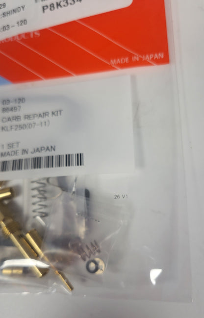 SHINDY CARBURETOR REBUILD KIT 03-120 2007 - 2011 KAWASAKI KLF250 KLF 250 BAYOU  UTILITY ATV QUAD