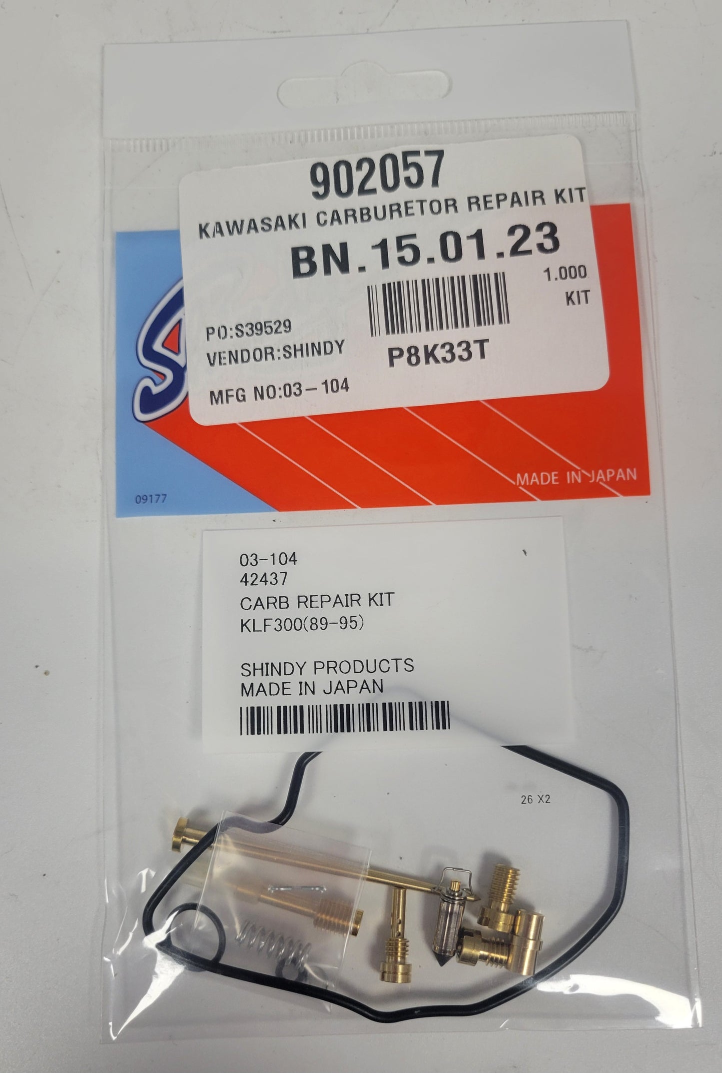 SHINDY CARBURETOR REBUILD KIT 03-104 1987 - 2004 KAWASAKI KLF300 KLF 300 BAYOU 2x4 2WD UTILITY ATV QUAD