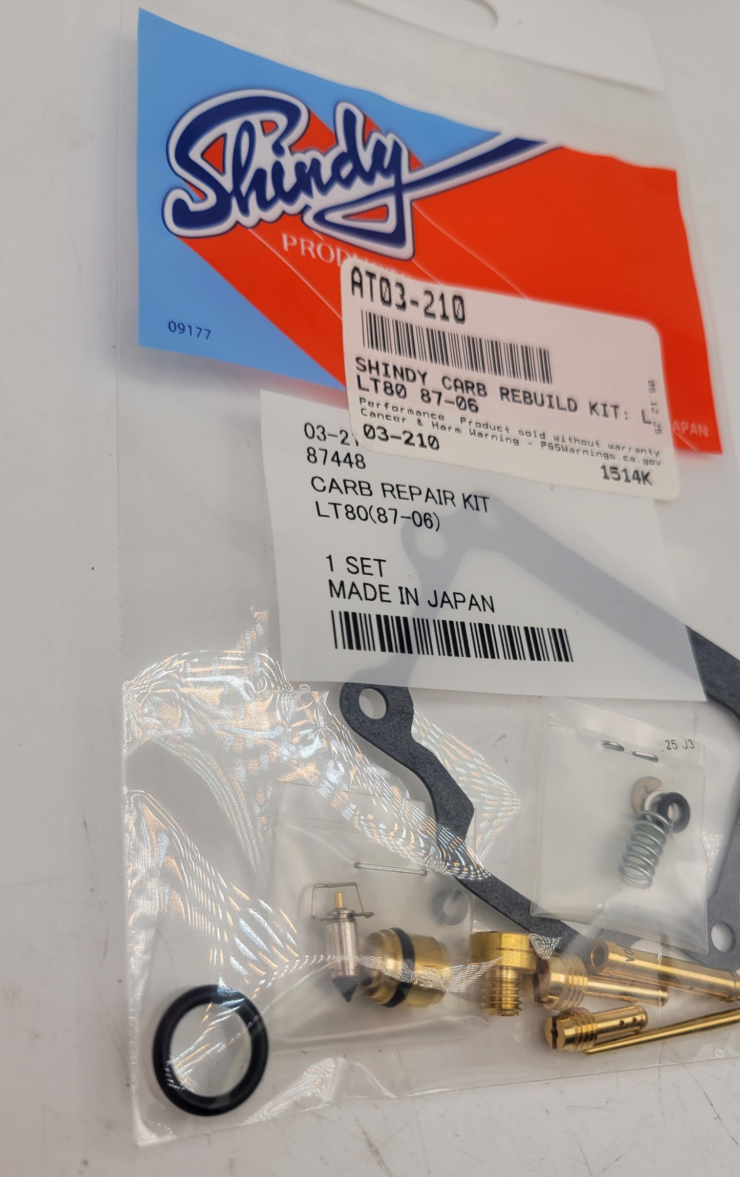 SHINDY CARBURETOR REBUILD KIT 03-210 1987 - 2006 SUZUKI LT 80 LT80 QUADSPORT KIDS 2 STROKE ATV QUAD
