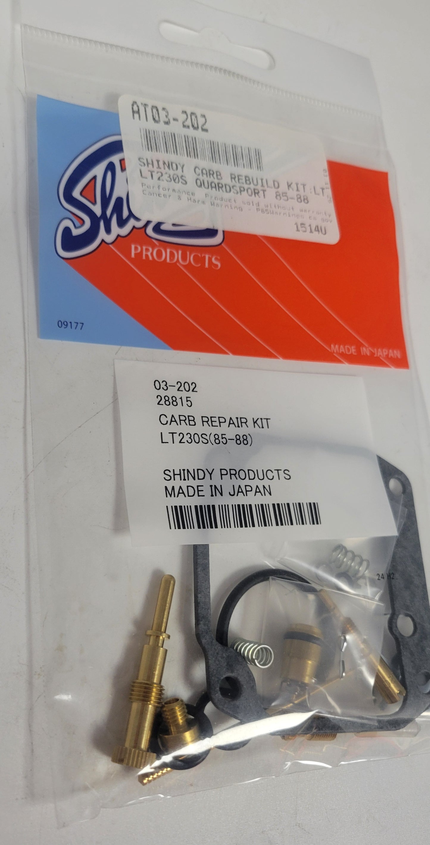 SHINDY CARBURETOR REBUILD KIT 03-202 1985 1986 1987 1988 SUZUKI LT 230 LT230 QUADSPORT 2 STROKE ATV QUAD