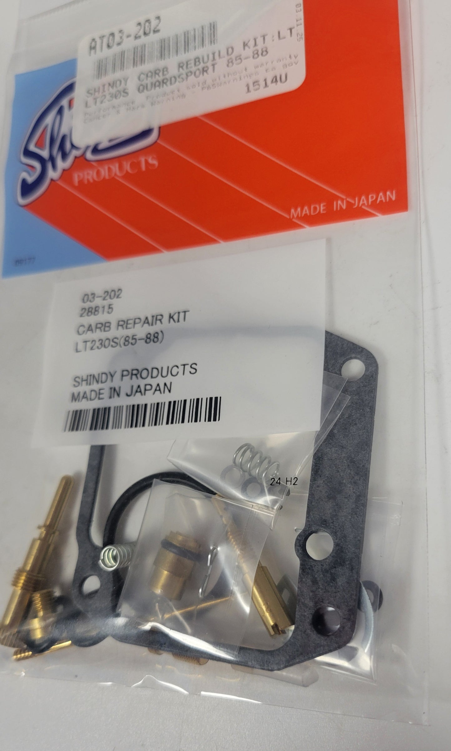 SHINDY CARBURETOR REBUILD KIT 03-202 1985 1986 1987 1988 SUZUKI LT 230 LT230 QUADSPORT 2 STROKE ATV QUAD