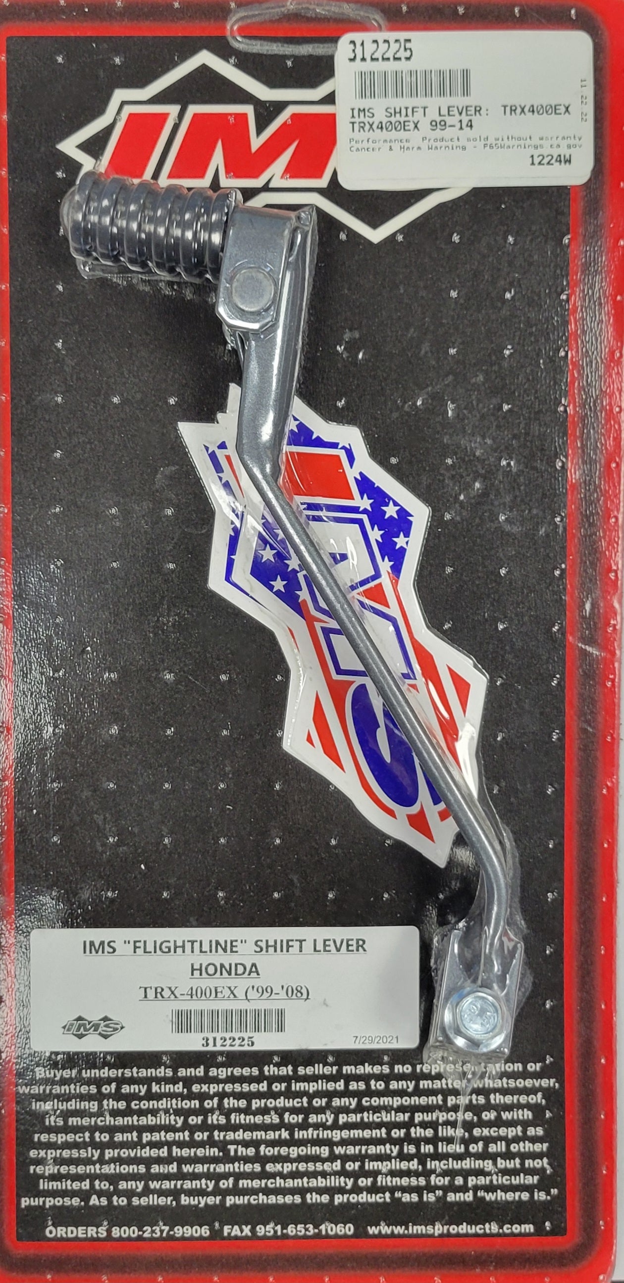 IMS FLIGHTLINE FOLDING SHIFT LEVER 312225 1999-2014 HONDA TRX400EX / TRX400X