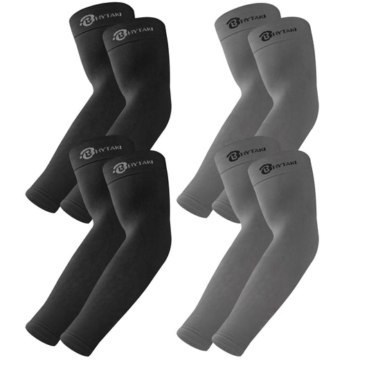 BHYTAKI 6 Pairs UV Sun Protection Arm Sleeves, UPF 50 Sports Cooling Arm Compression Sleeves for Men Women Teenager