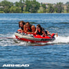 AirHead G-Force 3 Towable 1-3 Rider Tube for Boating and Water Sports, Heavy Duty Full Nylon Cover with Zipper, EVA Foam Pads, and Patented Speed Safety Valve for Easy Inflating & Deflating,Red