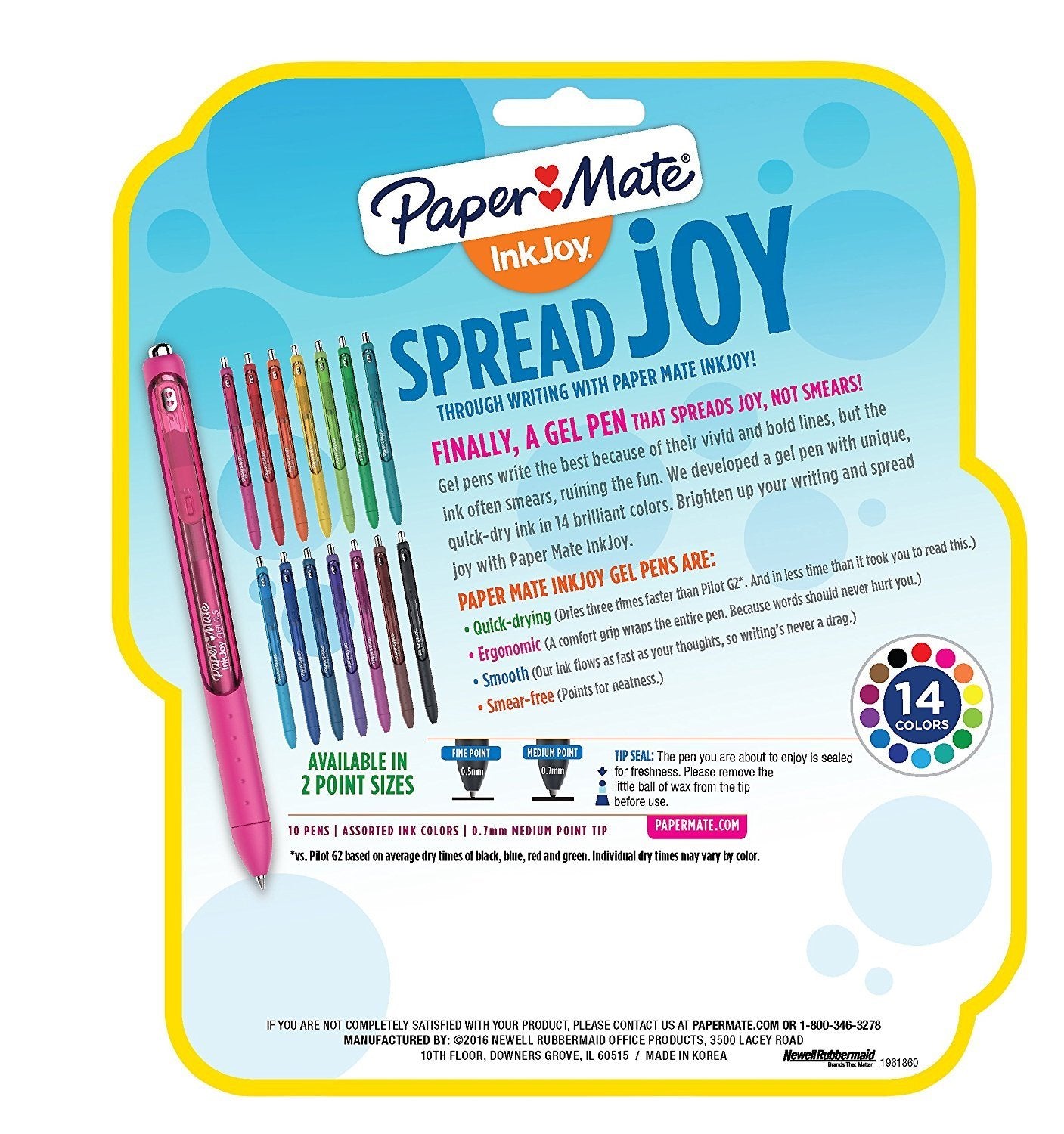 Paper Mate InkJoy Gel Pens, Medium Point, Assorted Colors, 10 Count