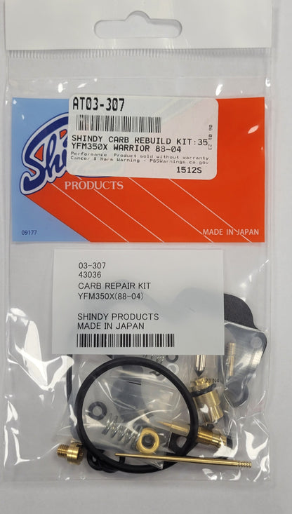 REBUILDERS CHOICE Shindy Carburetor Rebuild Kit 03-307 & CUSTOM JETTING 1988-2004 Yamaha Warrior 350
