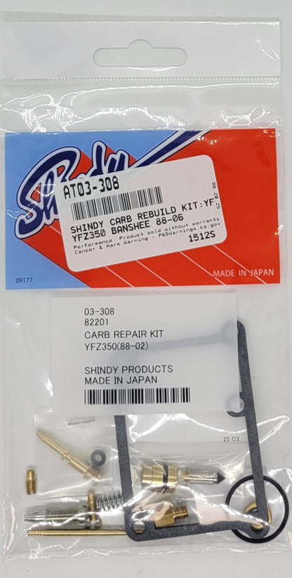 SHINDY CARBURETOR REBUILD KIT 03-308 FOR 1988-2006 YAMAHA BANSHEE 350 YFZ350