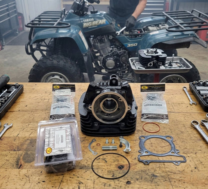 1987 - 1998 YAMAHA BIG BEAR 350 YFM350 PORT & POLISHED BARE CYLINDER HEAD with  KIBBLEWHITE VALVES & SPRING KIT