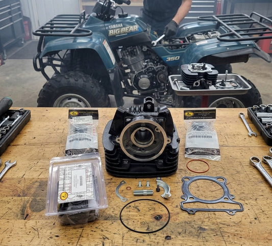 1987 - 1998 YAMAHA BIG BEAR 350 YFM350 PORT & POLISHED BARE CYLINDER HEAD with  KIBBLEWHITE VALVES & SPRING KIT