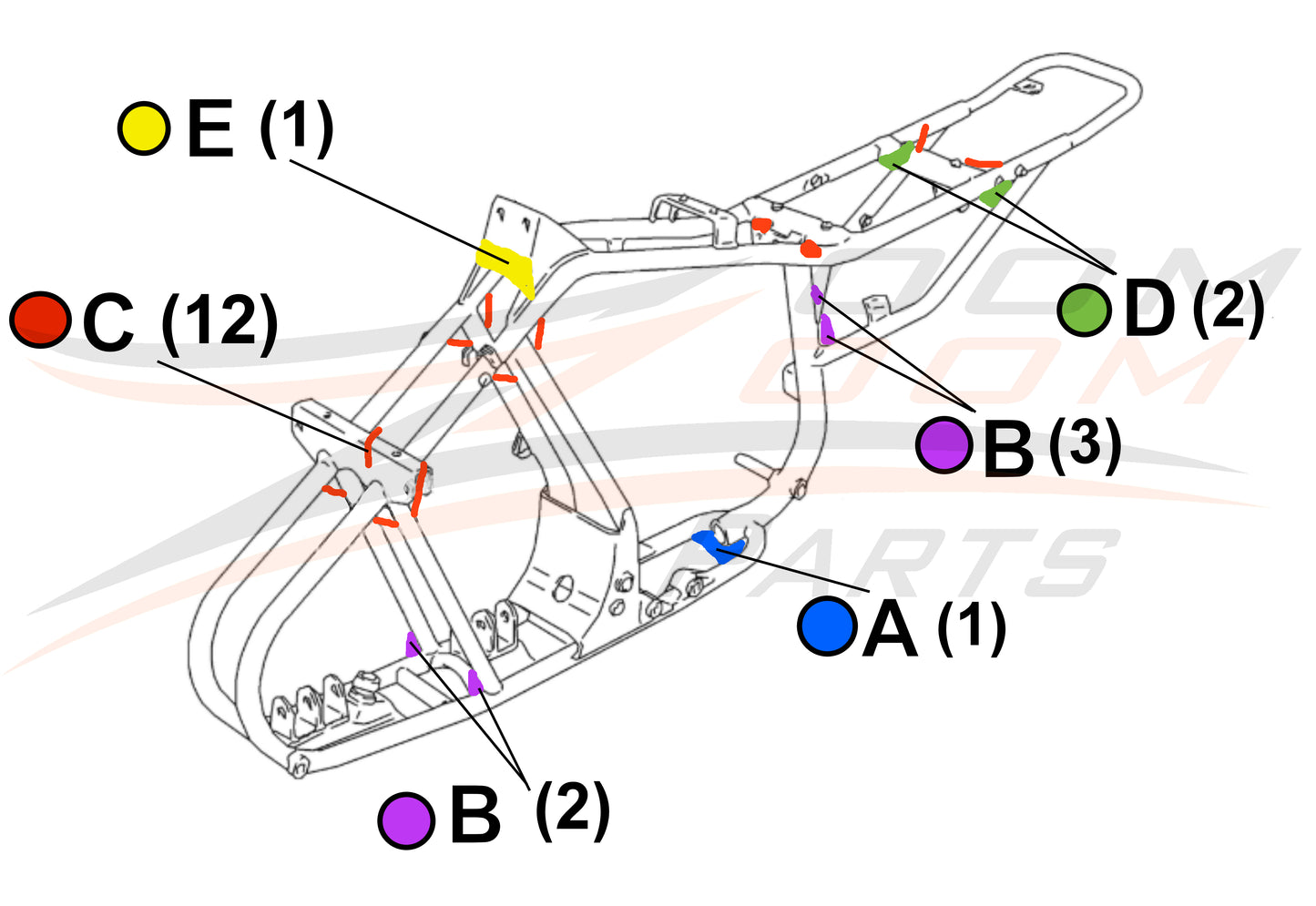 FRAME GUSSET KIT FOR 1987-2006 SUZUKI LT80 / 2003-2006 KAWASAKI KFX80