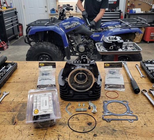 2007 - 2011 YAMAHA GRIZZLY 350 YFM350 PORT & POLISHED BARE CYLINDER HEAD with  KIBBLEWHITE VALVES & SPRING KIT