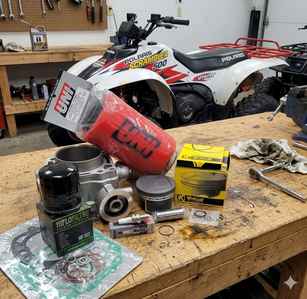 1997 - 2012 POLARIS SCRAMBLER 500 PISTON CYLINDER TOP END REBUILD KIT 2x4 4x4 UTILITY ATV QUAD