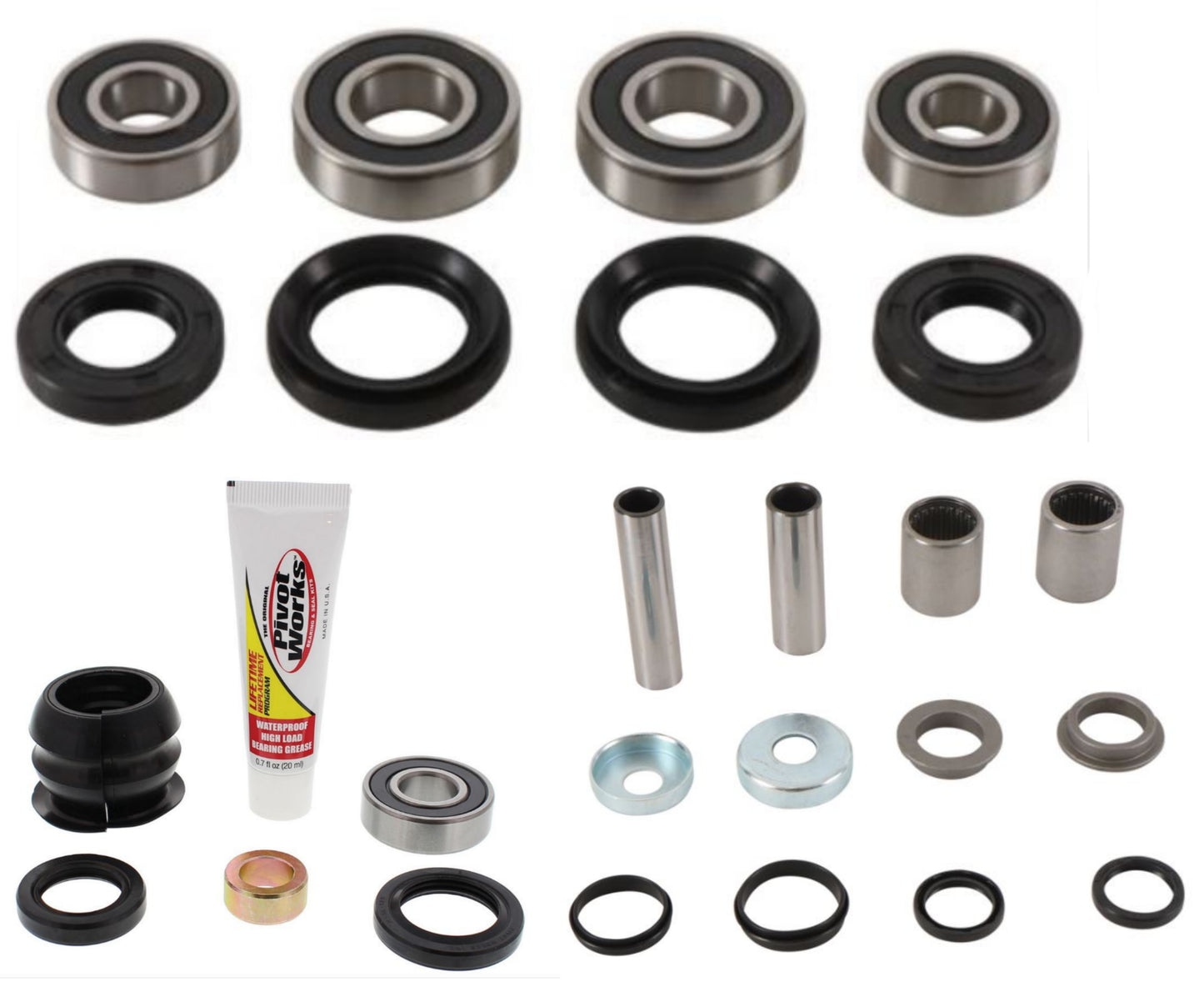 PIVOT WORKS SWINGARM, FRONT HUB & STEERING BEARING COMBO KIT FOR 1999-2001 HONDA TRX400EX
