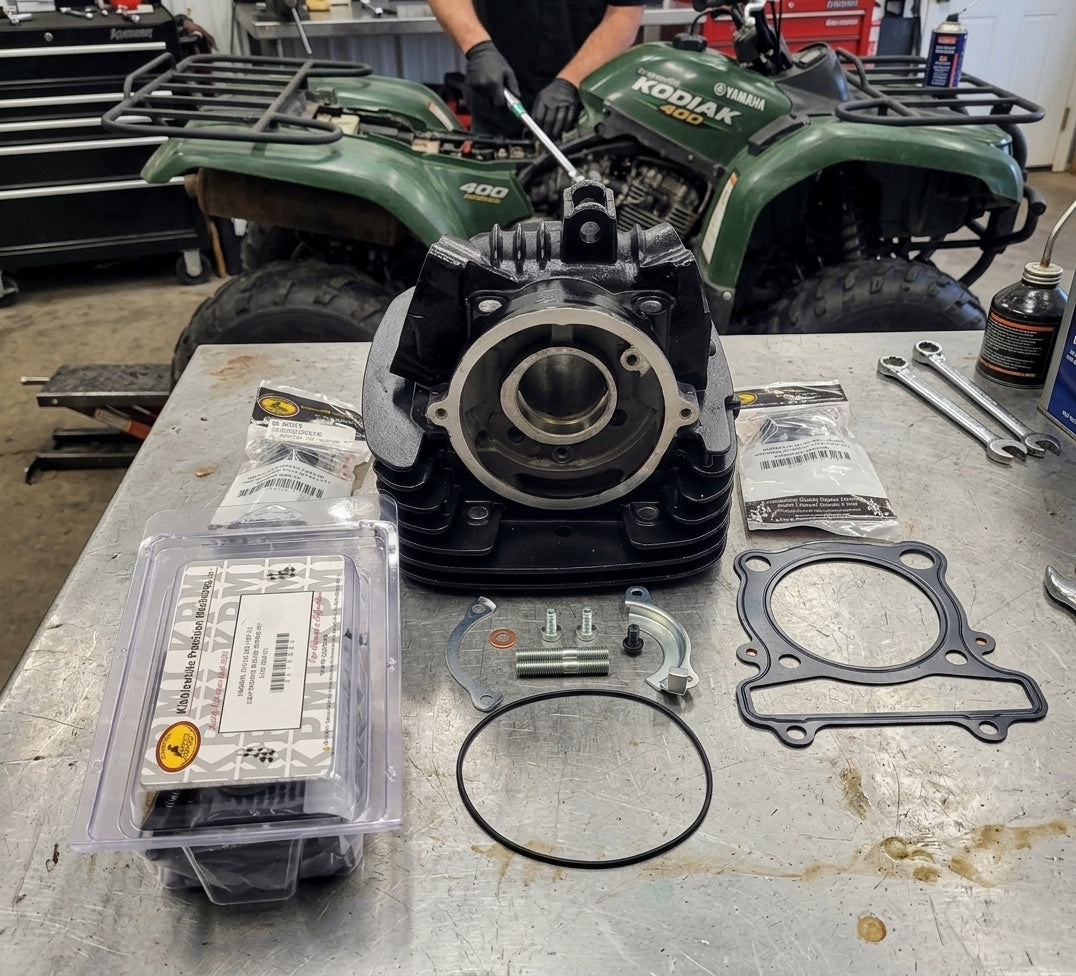 1993 - 1999 YAMAHA KODIAK 400 YFM400 PORT & POLISHED BARE CYLINDER HEAD with  KIBBLEWHITE VALVES & SPRING KIT
