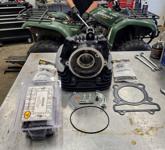 1993 - 1999 YAMAHA KODIAK 400 YFM400 PORT & POLISHED BARE CYLINDER HEAD with  KIBBLEWHITE VALVES & SPRING KIT
