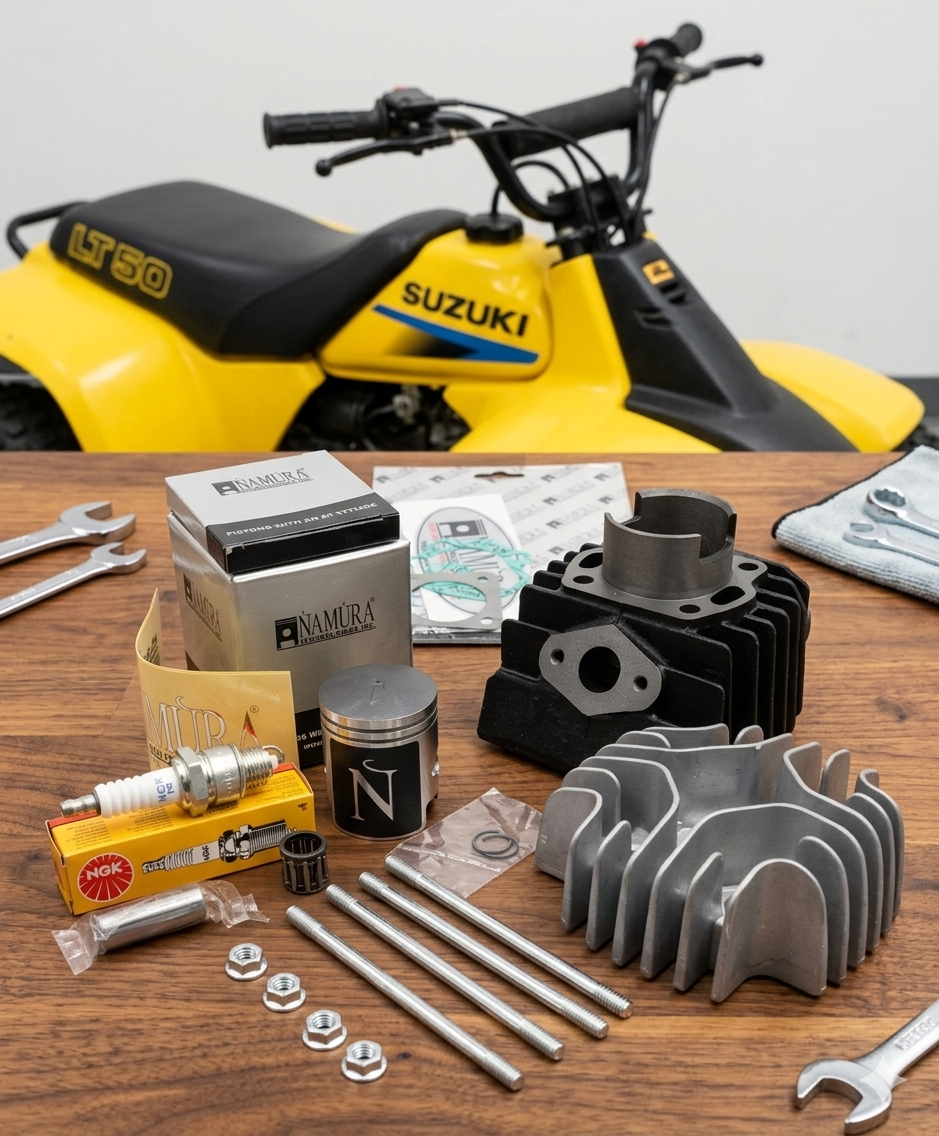 1984 1985 1986 1987 SUZUKI LT50 LT 50 QUADRUNNER PISTON CYLINDER TOP END REBUILD KIT 2 STROKE KIDS ATV QUAD