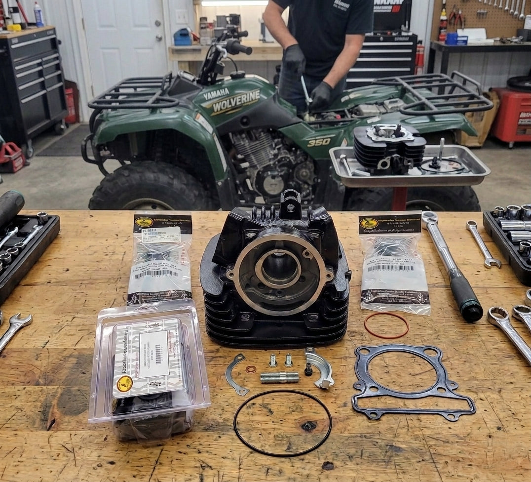 1996 - 2005 YAMAHA WOLVERINE 350 YFM350 PORT & POLISHED BARE CYLINDER HEAD with  KIBBLEWHITE VALVES & SPRING KIT