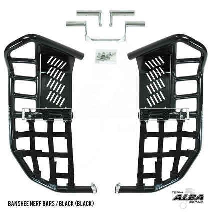 ARMAT by Alba Racing Yamaha Banshee YFZ 350 Pro Peg Nerf Bars (all years) BLACK NERFS & BLACK NETTING